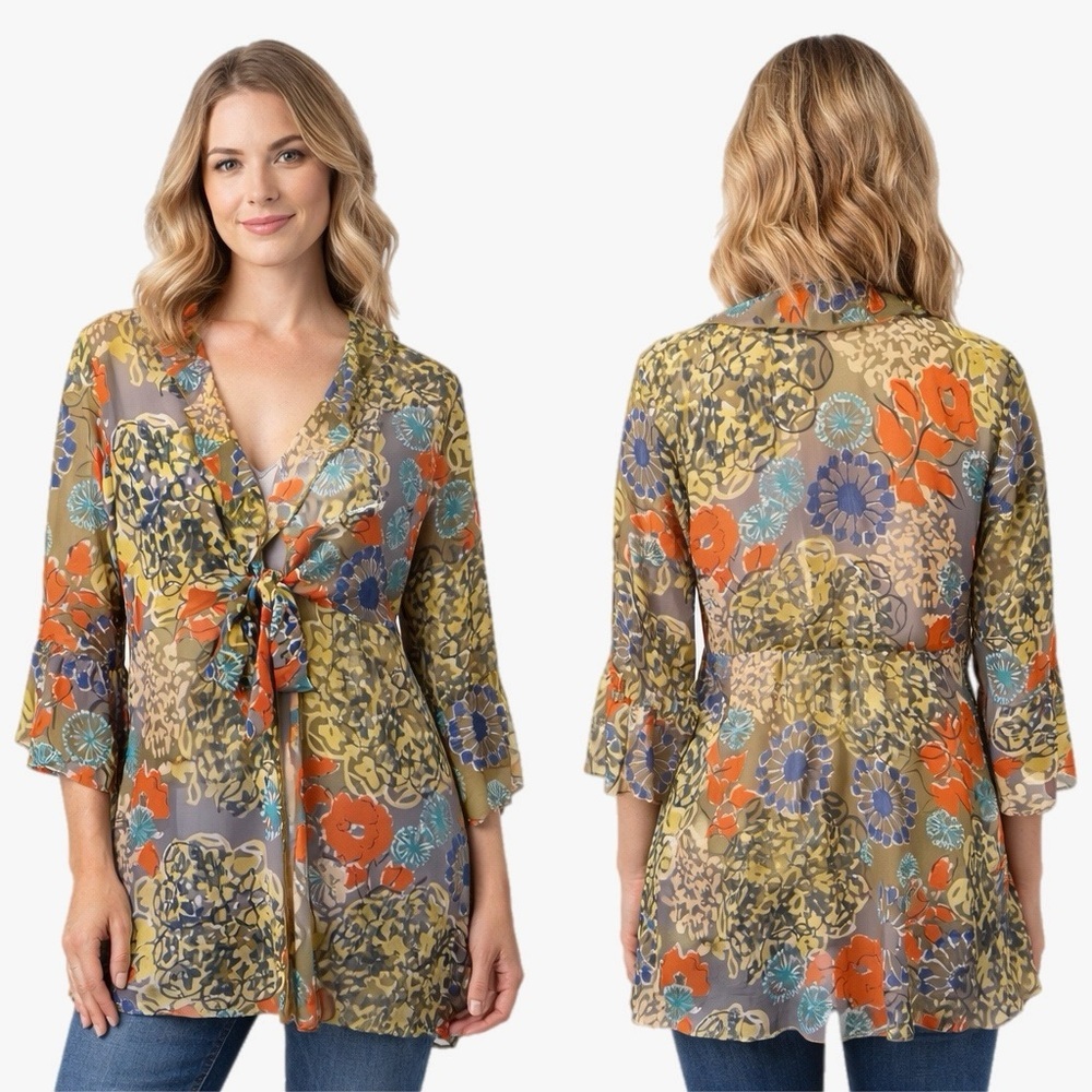 Cabi Kimono Tie Front Blouse Womens Size Small